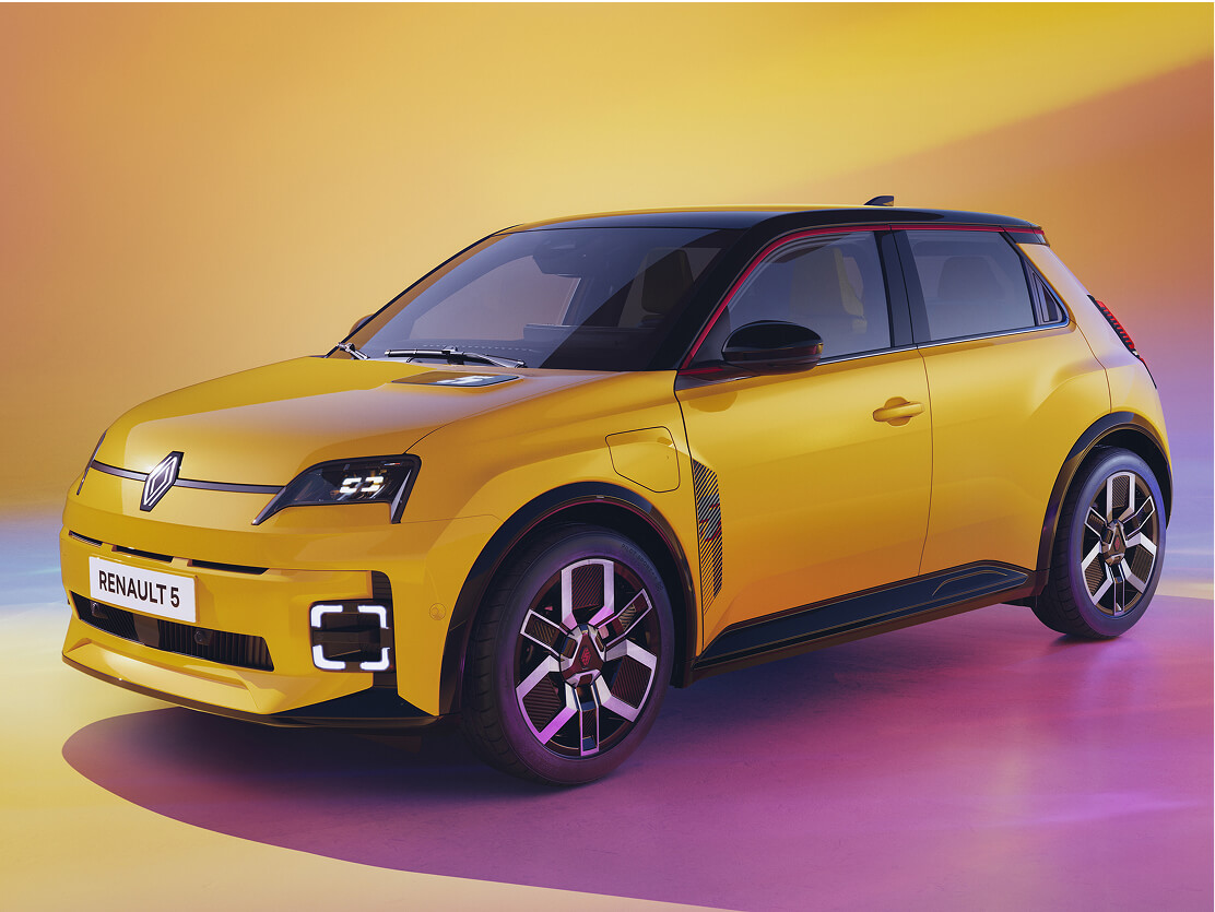 Une voiture jaune de la marque Renault