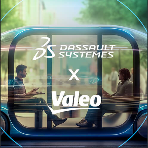 Vue d'une voiturette futuriste transparente avec deux personnes à l'intérieure